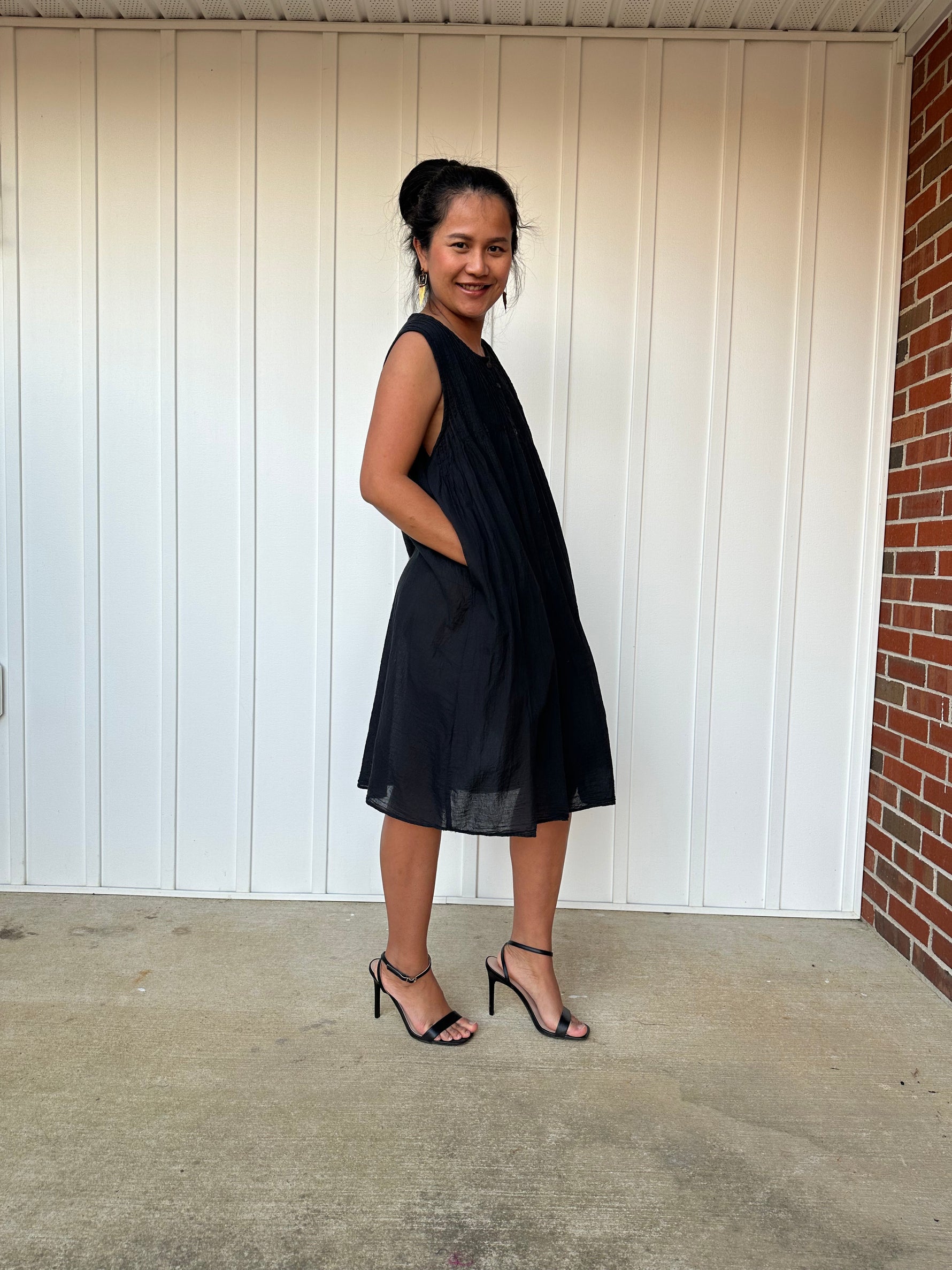 Wowwa Midi Dress in Black and Hand Crochet Mala Handworks Wowwa Midi Dress in Black and Hand Crochet Mala Handworks