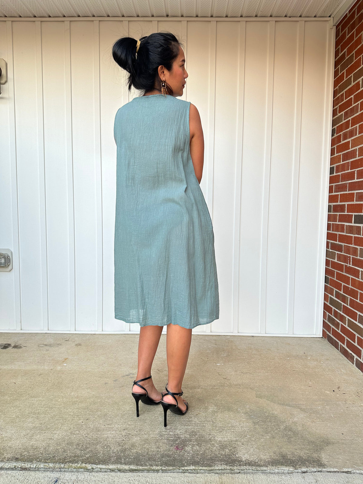 MALA handworks Wowwa Mini dress in Sage Green and Hand Crochet