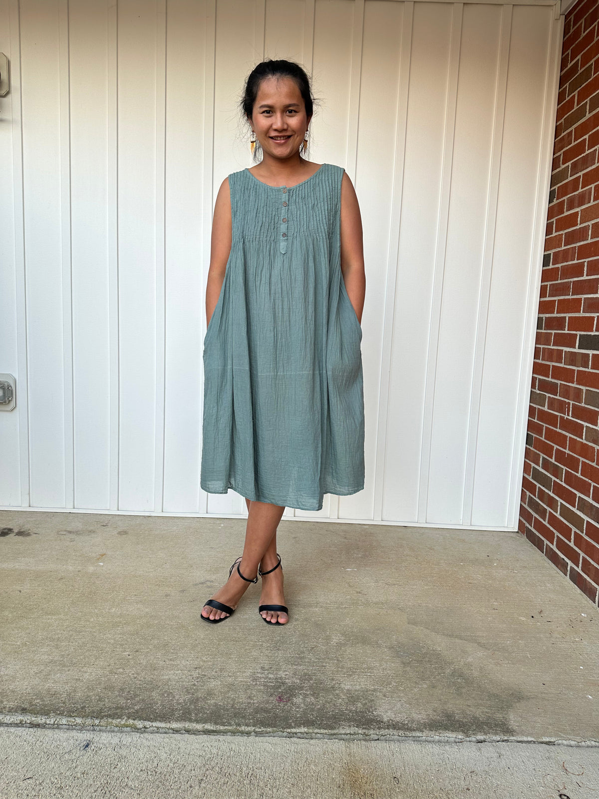 MALA handworks Wowwa Mini dress in Sage Green and Hand Crochet