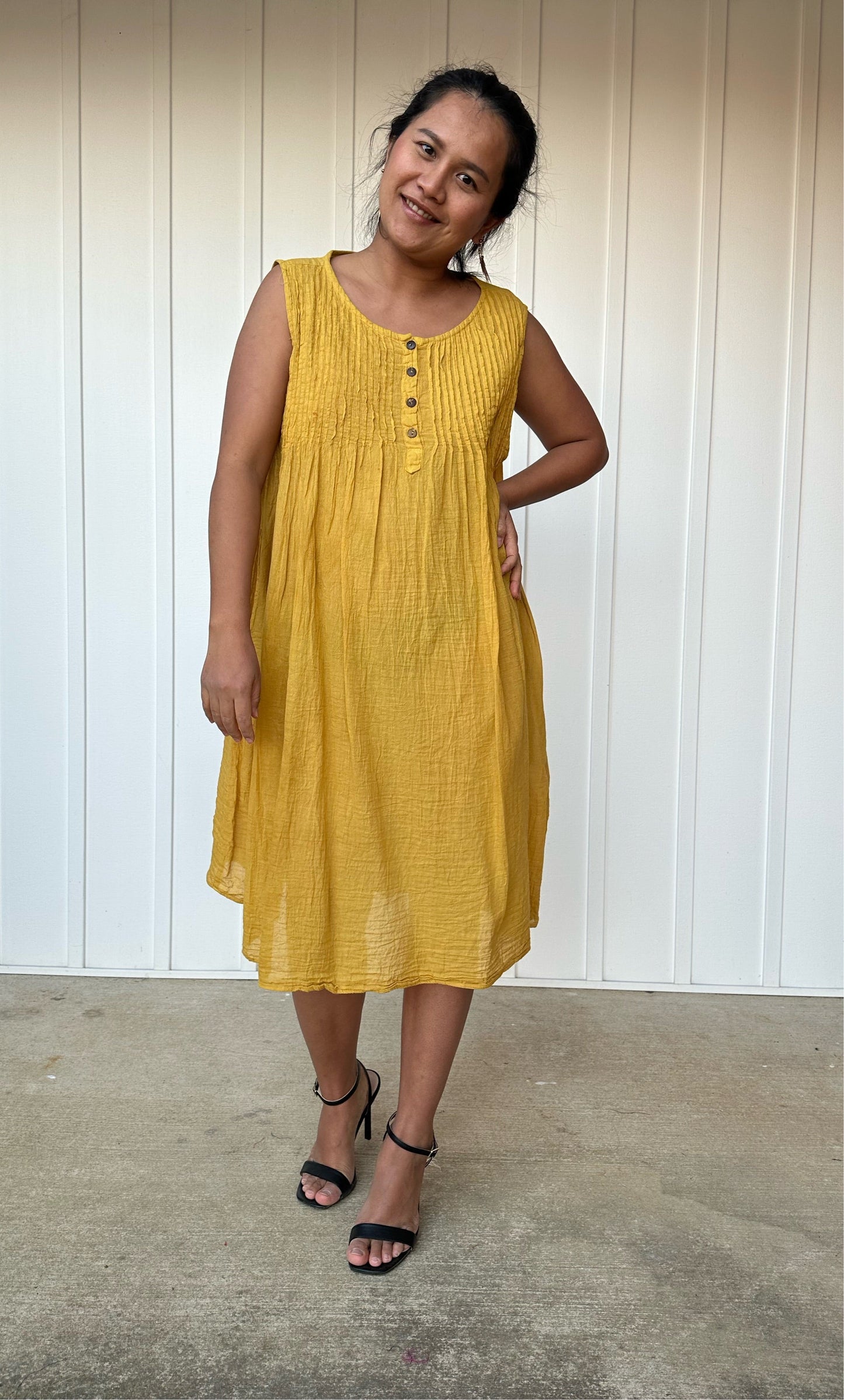 MALA handworks  Wowwa Mini dress in Yellow and Hand Crochet