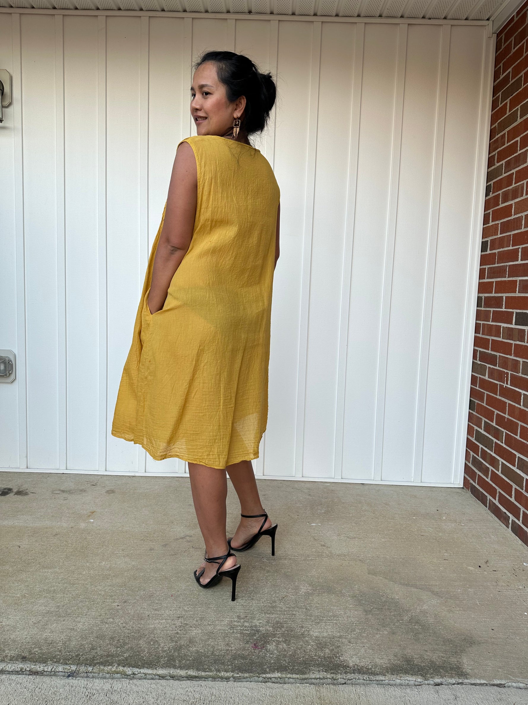 MALA handworks  Wowwa Mini dress in Yellow and Hand Crochet