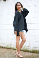 Xia Long Blouse in Black-X-6-Mala Handworks