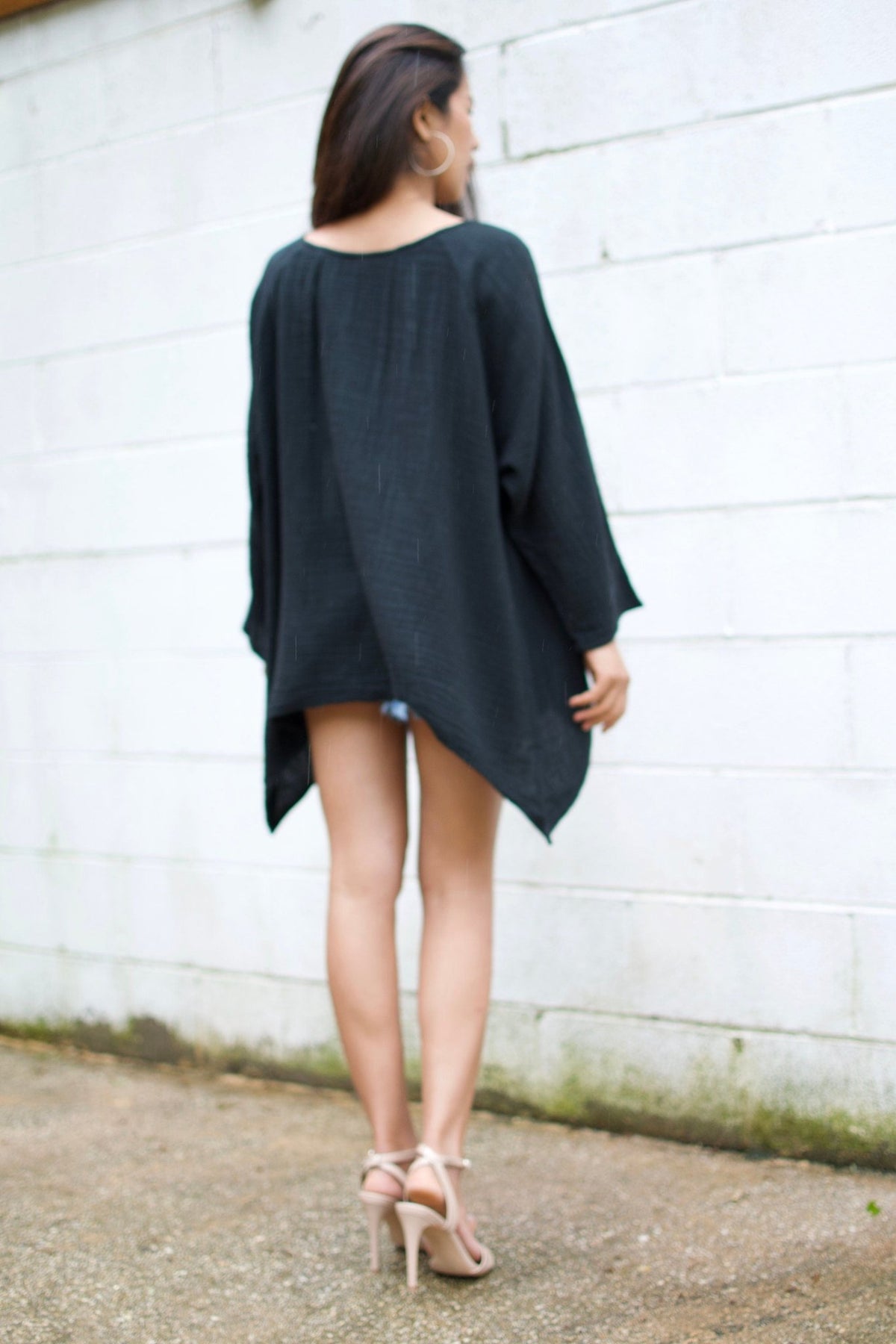 Xia Long Blouse in Black-X-6-Mala Handworks