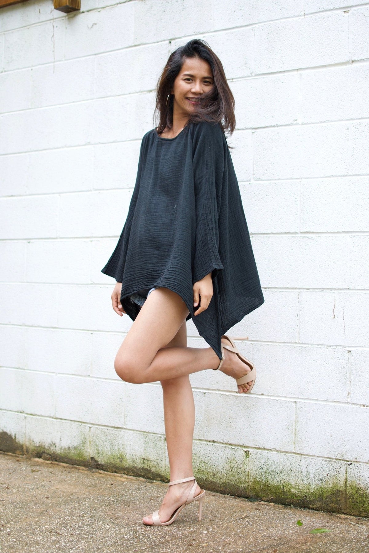 Xia Long Blouse in Black-X-6-Mala Handworks