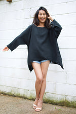 Xia Long Blouse in Black-X-6-Mala Handworks
