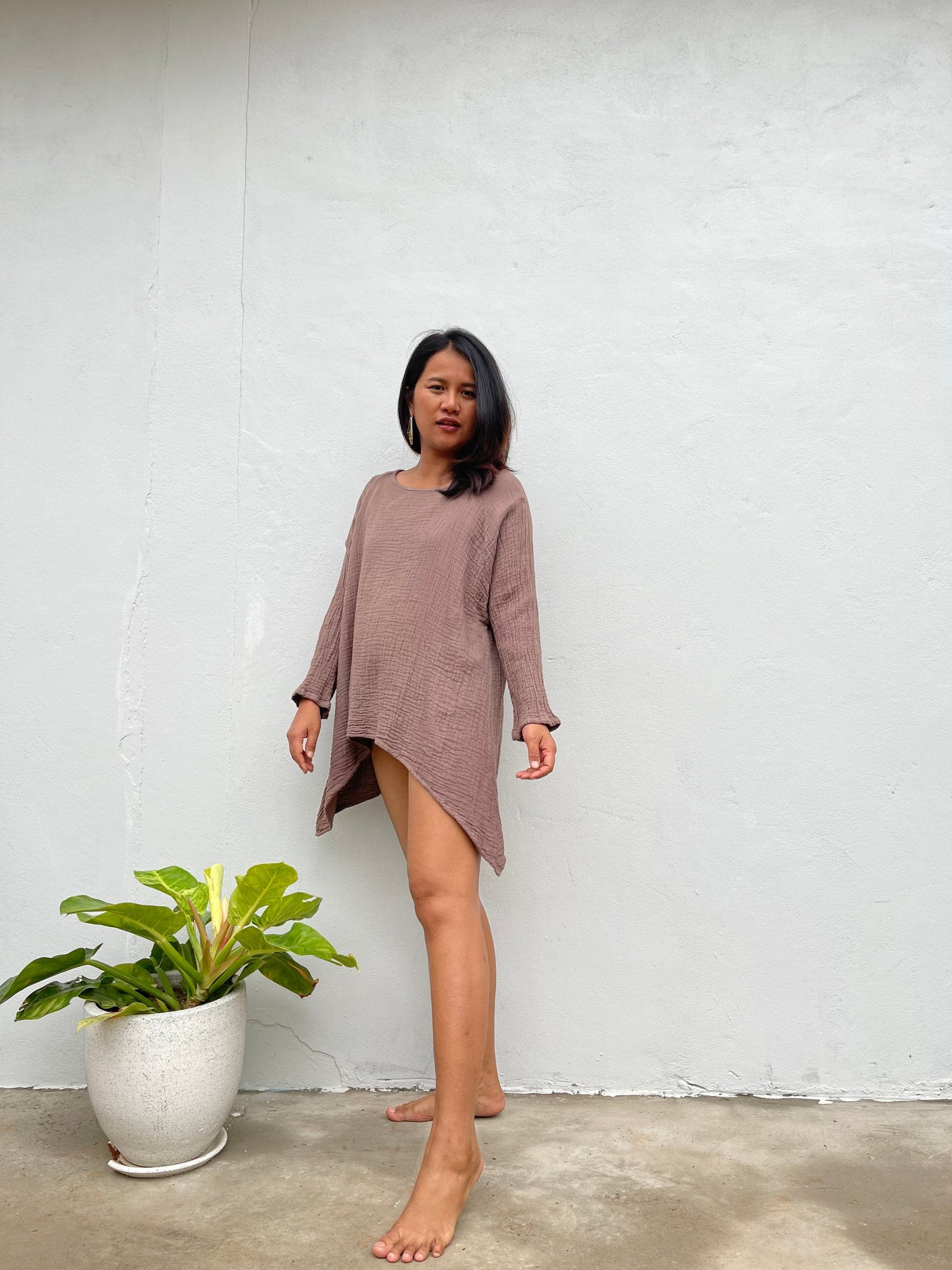 MALA handworks  Xia Long Blouse in Clay Brown