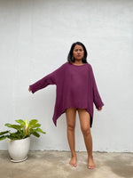 Xia Long Blouse in Eggplant-X-11-Mala Handworks