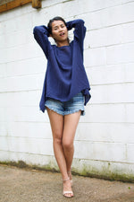 MALA handworks  Xia Long Blouse in Indigo Blue