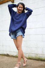 MALA handworks  Xia Long Blouse in Indigo Blue