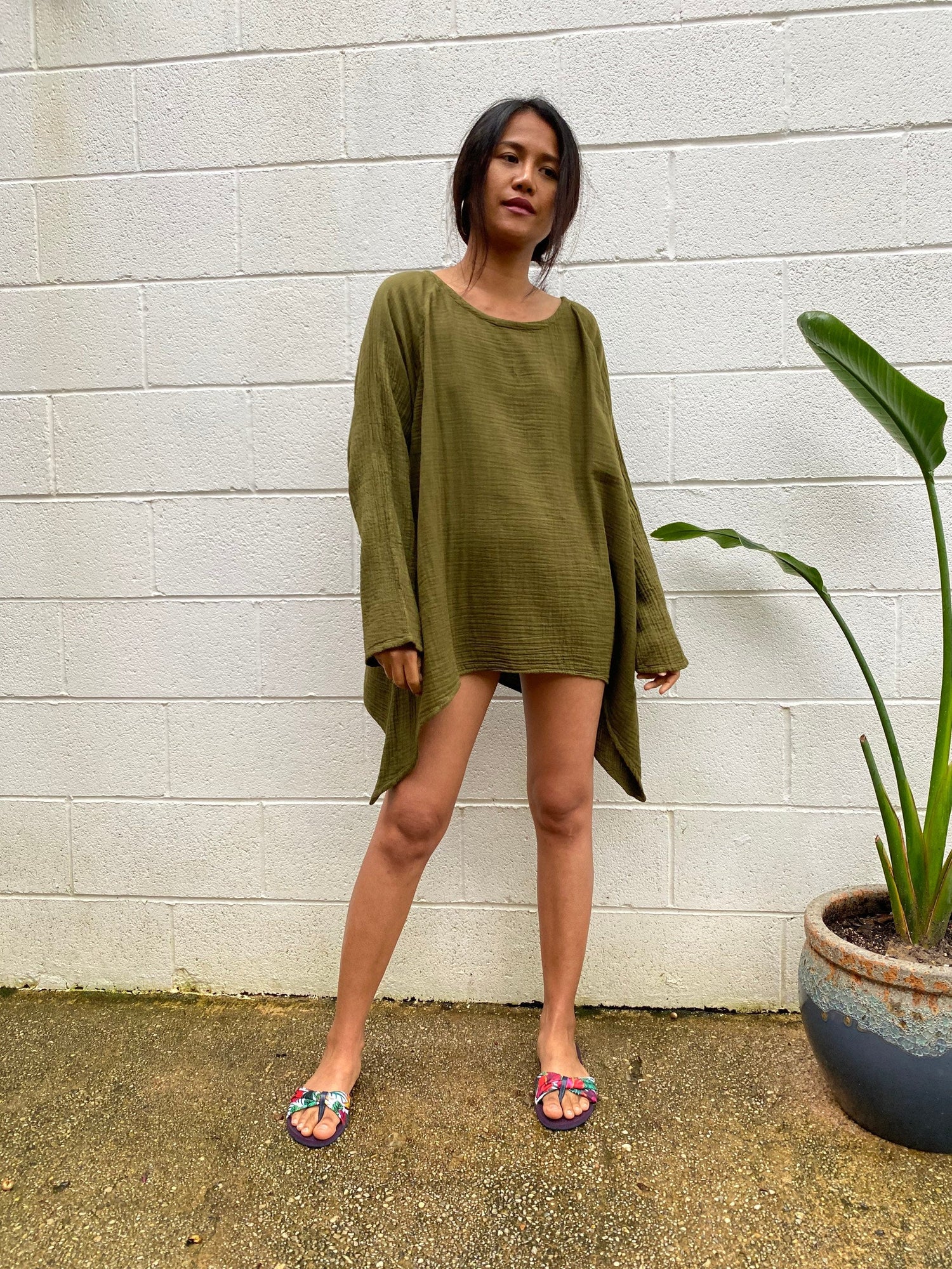 MALA handworks  Xia Long Blouse in Olive Green