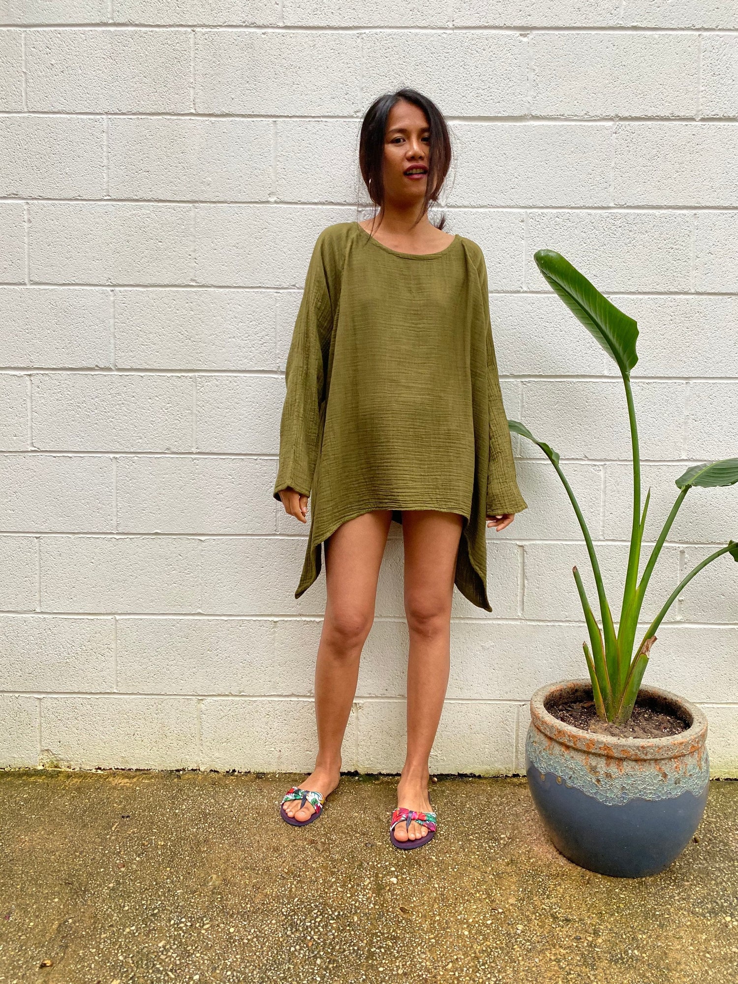 MALA handworks  Xia Long Blouse in Olive Green