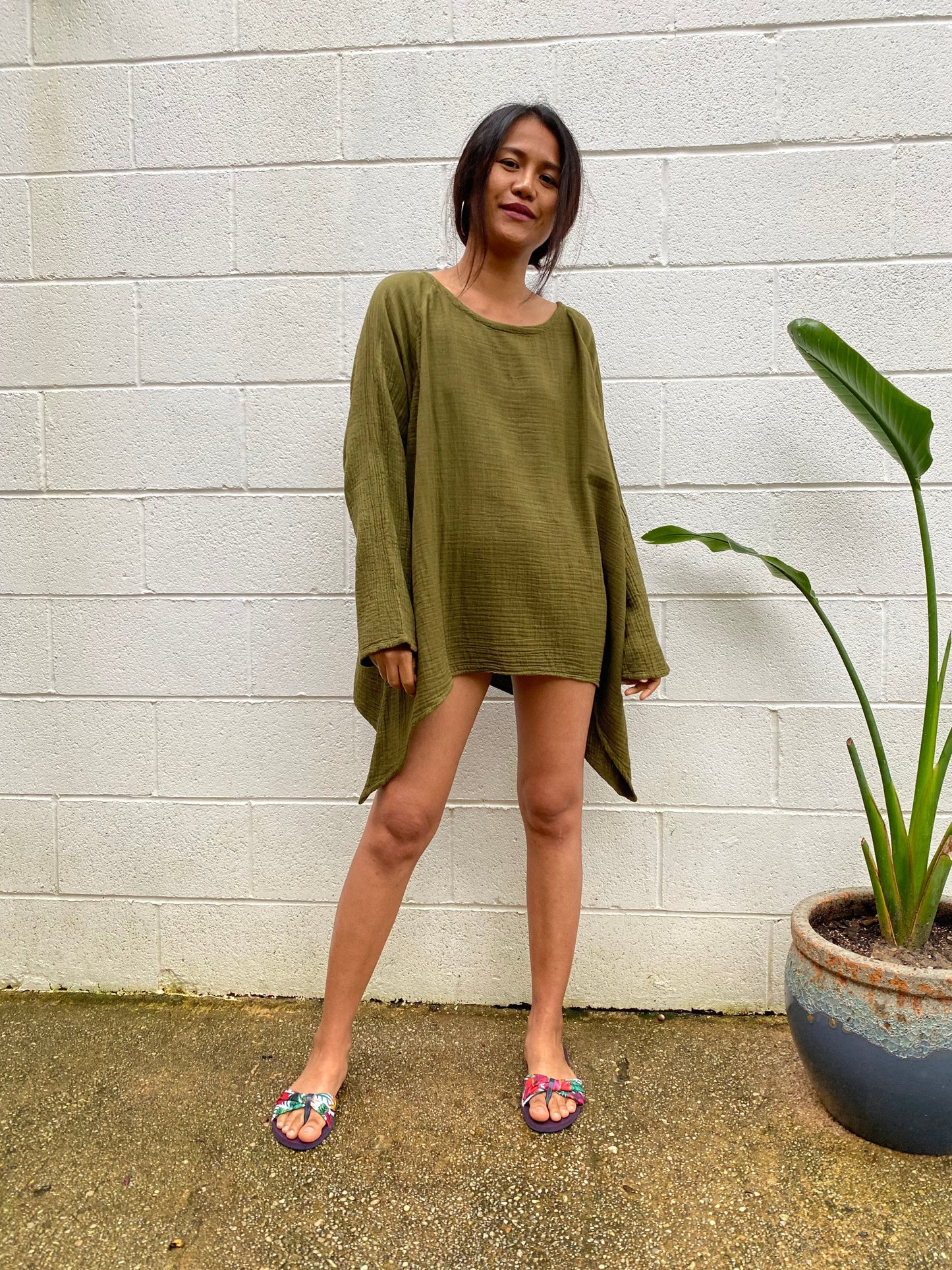 MALA handworks  Xia Long Blouse in Olive Green