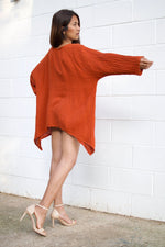 Xia Long Blouse in Orange-X-7-Mala Handworks