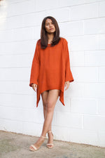 Xia Long Blouse in Orange-X-7-Mala Handworks