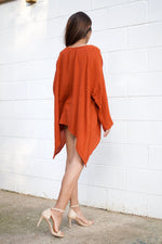 Xia Long Blouse in Orange-X-7-Mala Handworks