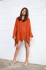 Xia Long Blouse in Orange-X-7-Mala Handworks