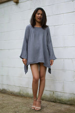 Xia Long Blouse in Slate-X-8-Mala Handworks