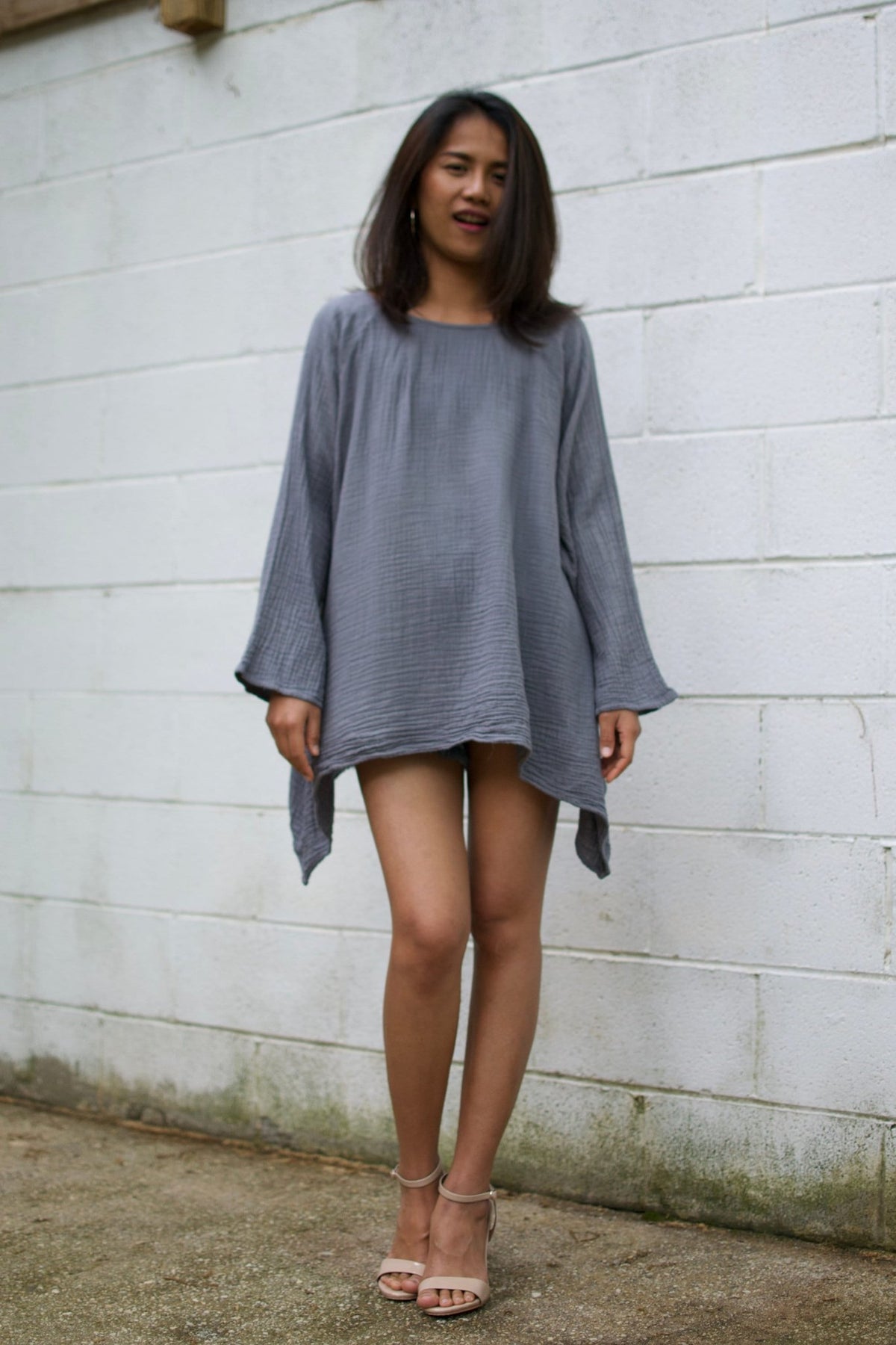 Xia Long Blouse in Slate-X-8-Mala Handworks