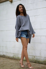 Xia Long Blouse in Slate-X-8-Mala Handworks