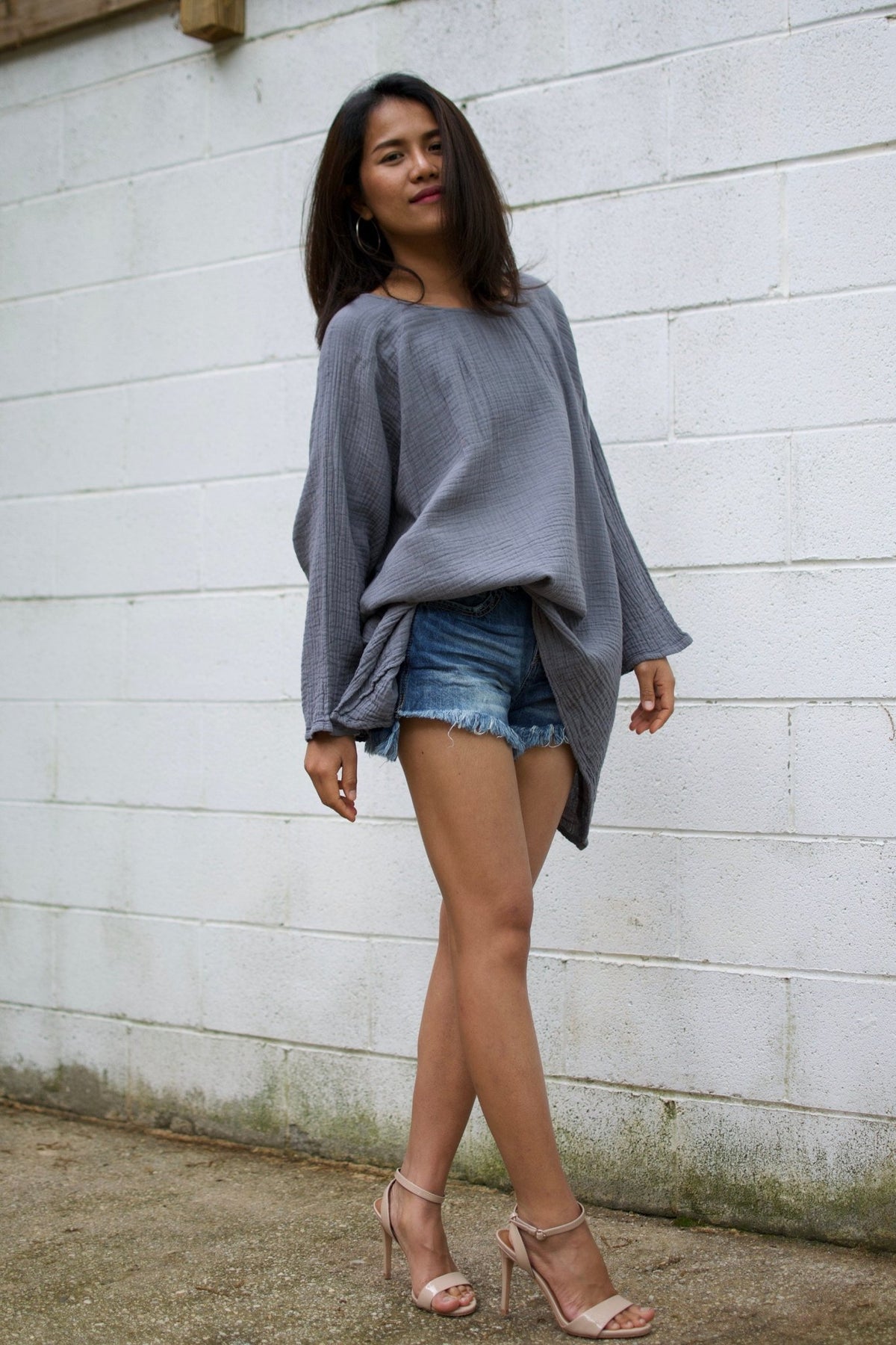 Xia Long Blouse in Slate-X-8-Mala Handworks