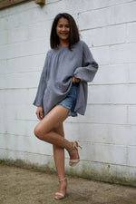 Xia Long Blouse in Slate-X-8-Mala Handworks
