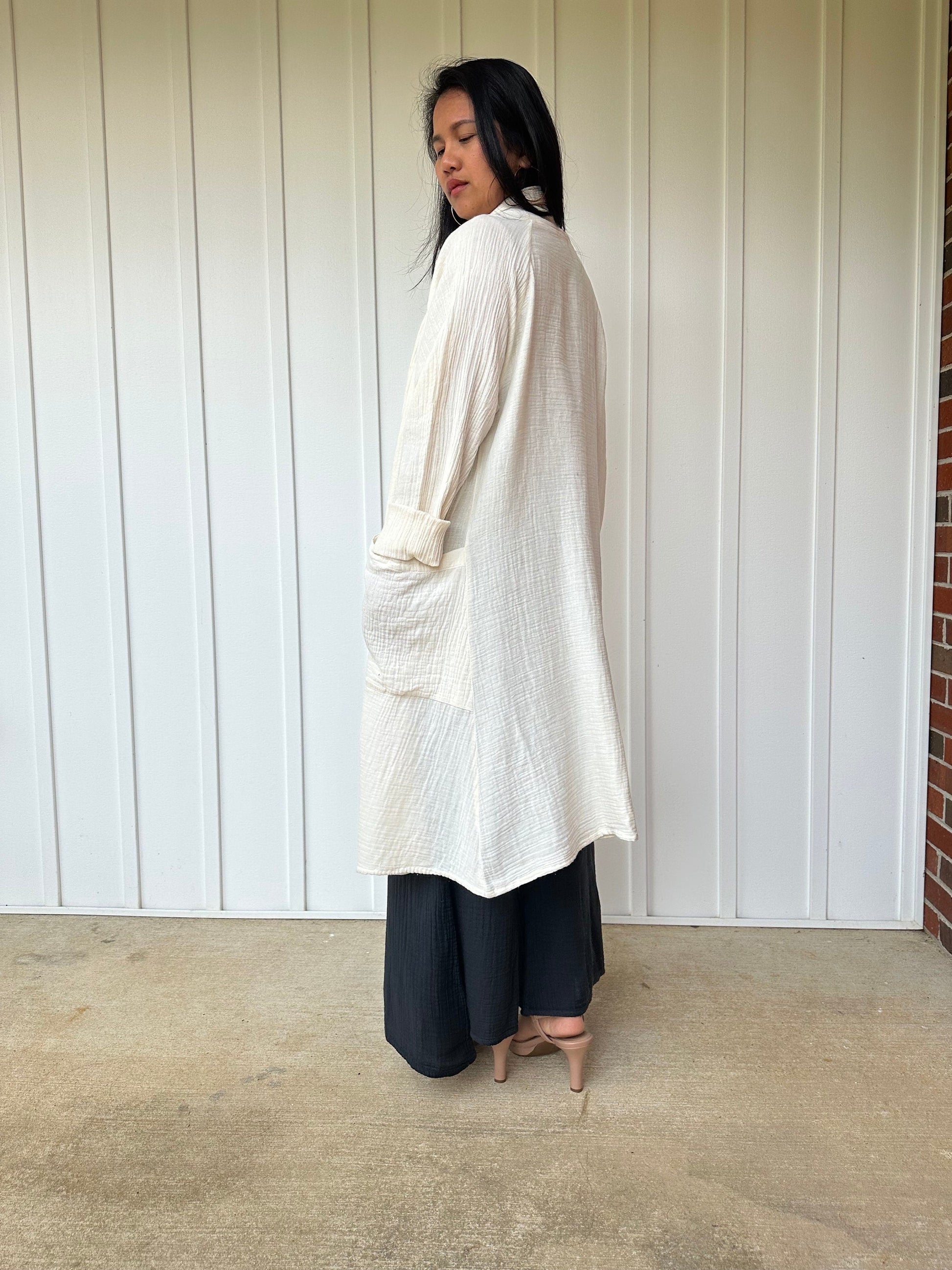 MALA handworks  Yara Robe Natural White Cardigan robe