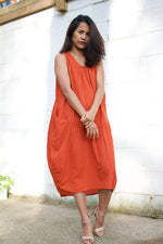 MALA handworks  Zara semi-sheer Dress in Natural Orange