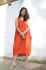 MALA handworks  Zara semi-sheer Dress in Natural Orange