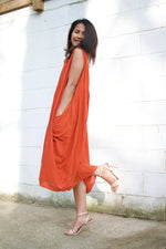 MALA handworks  Zara semi-sheer Dress in Natural Orange