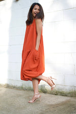 MALA handworks  Zara semi-sheer Dress in Natural Orange
