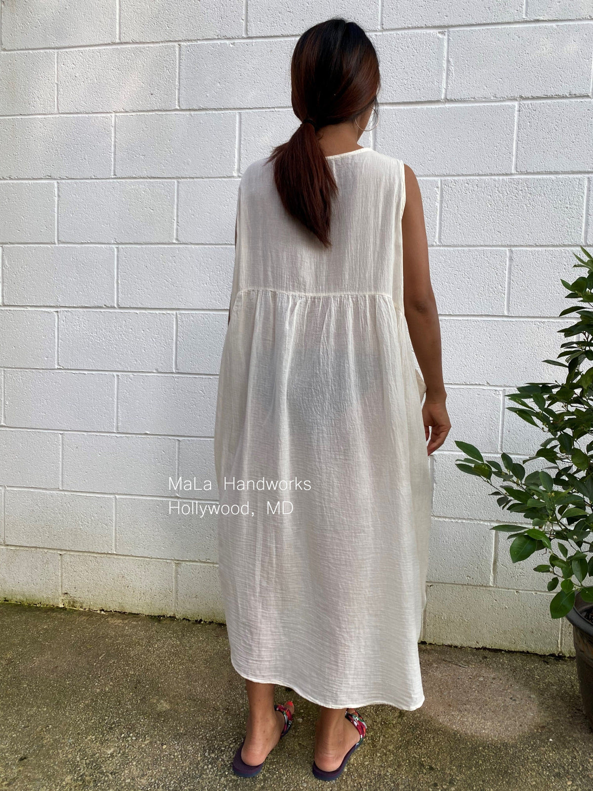 MALA handworks  Zara semi-sheer Dress in Natural White