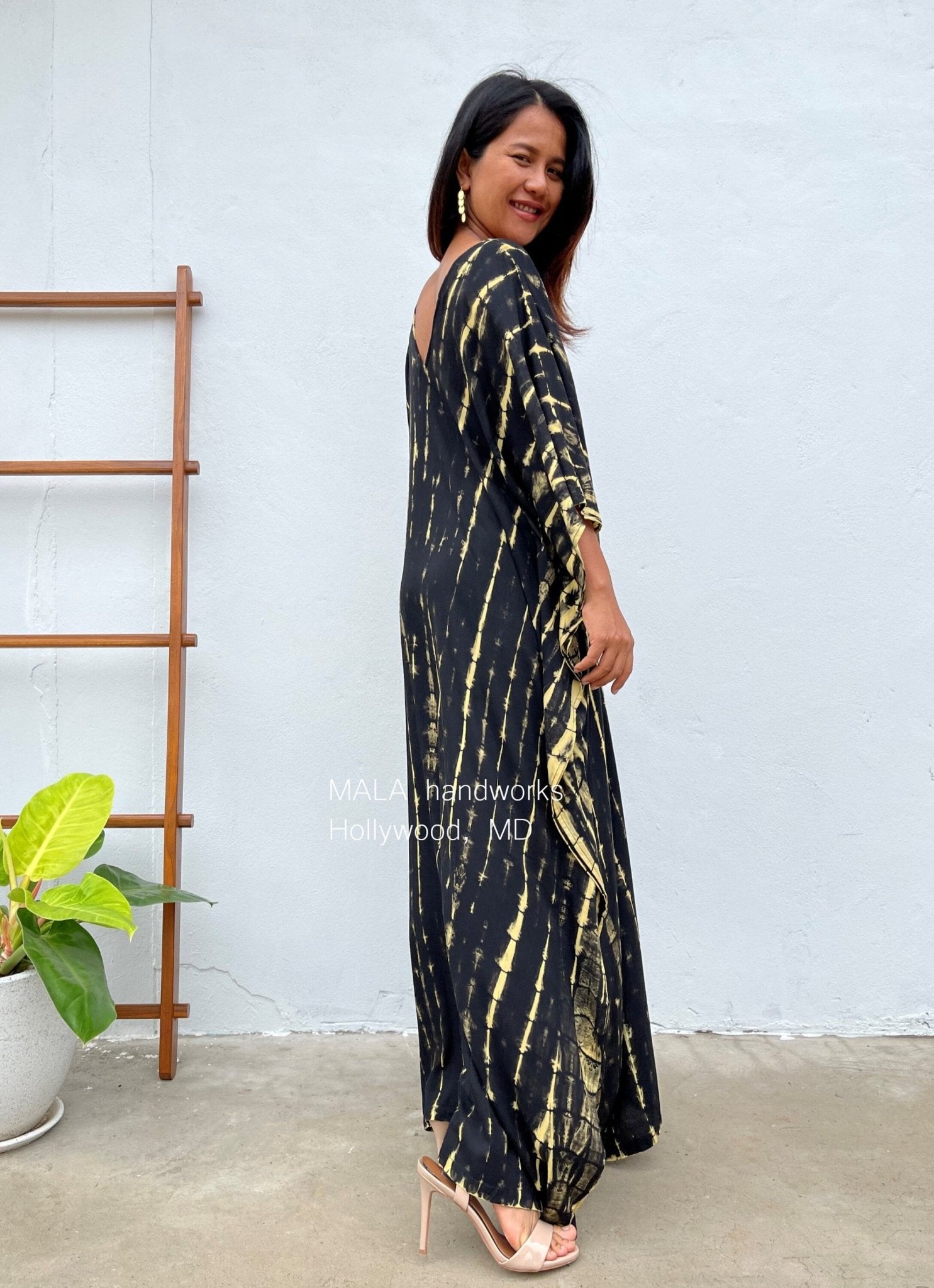 MALA handworks  Mala Kaftan Black and Yellow Tie Dye