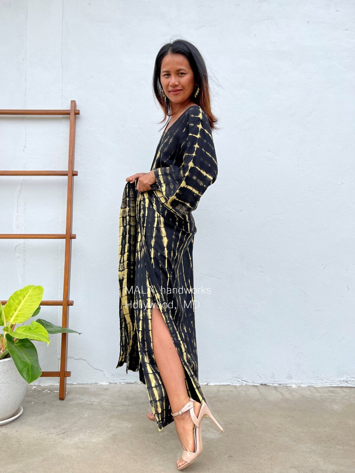 MALA handworks  Mala Kaftan Black and Yellow Tie Dye