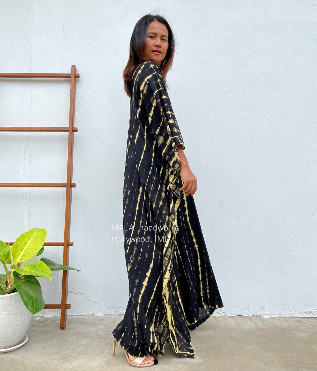 MALA handworks  Mala Kaftan Black and Yellow Tie Dye