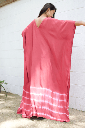 MALA handworks Mala Kaftan in Beetroot Red Tie Dye