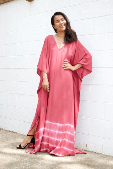 MALA handworks Mala Kaftan in Beetroot Red Tie Dye