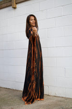 MALA handworks  Mala Kaftan in Black and Dark Orange Tie Dye
