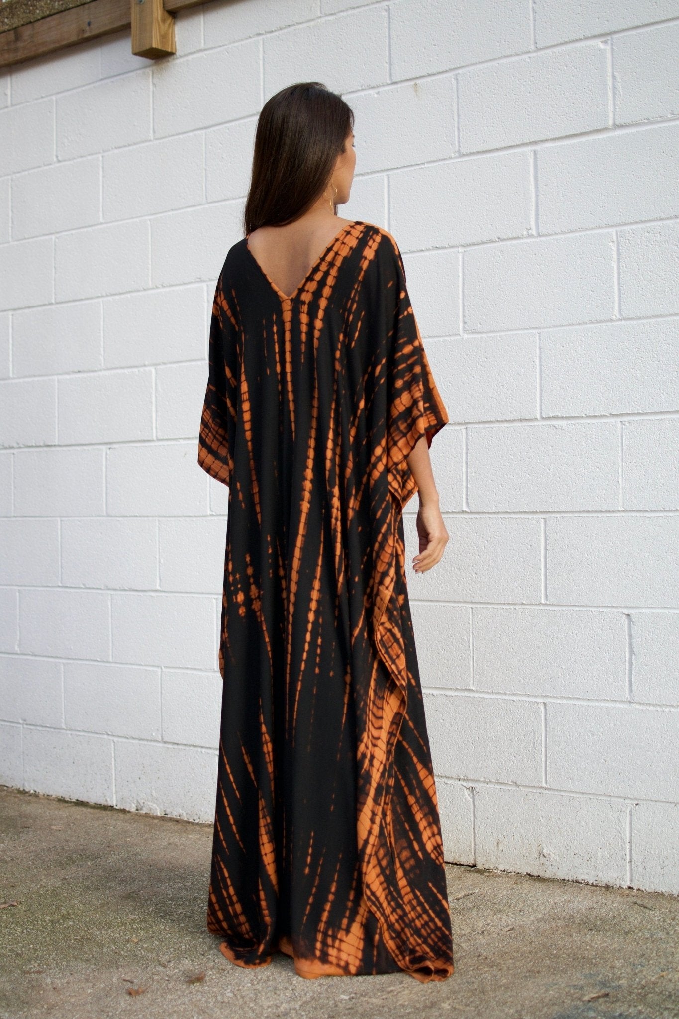 MALA handworks  Mala Kaftan in Black and Dark Orange Tie Dye
