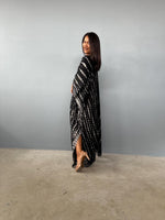 Mala Handworks  Mala Kaftan in Black with Gray Tie Dye