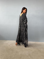 Mala Handworks  Mala Kaftan in Black with Gray Tie Dye