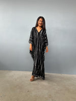 Mala Handworks  Mala Kaftan in Black with Gray Tie Dye