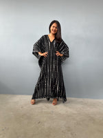 Mala Handworks  Mala Kaftan in Black with Gray Tie Dye
