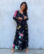 MALA handworks Mala Kaftan in Black and Rainbow Tie Dye