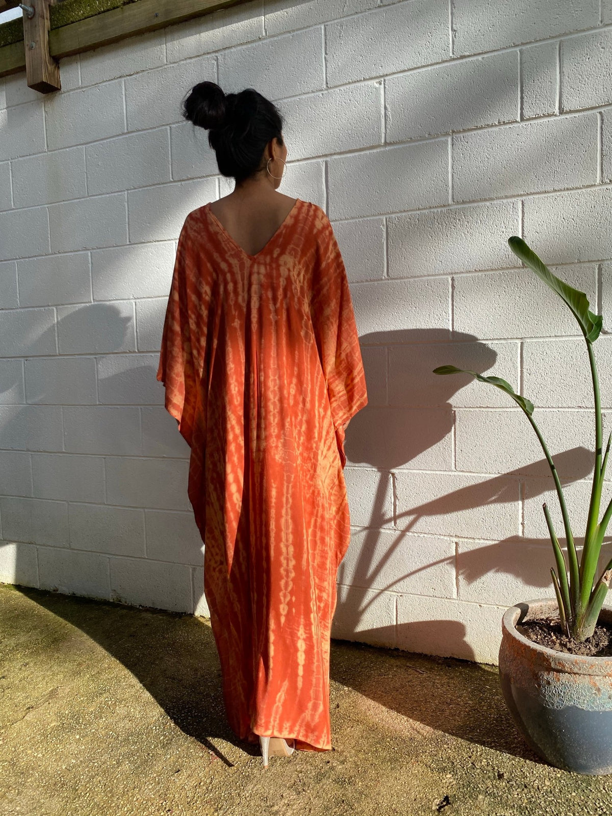 MALA handworks Mala Kaftan in Brick Orange Tie Dye