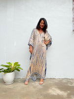 MALA handworks Mala Kaftan in Cream and Blue Tie Dye