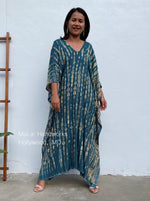 MALA handworks  Mala Kaftan in Dark Green and Yellow Tie Dye