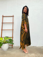 MALA handworks  Mala Kaftan in Dark Olive Green and Orange Tie Dye