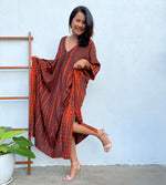 MALA handworks Mala Kaftan in Earthy Red and Umber Brown Tie Dye