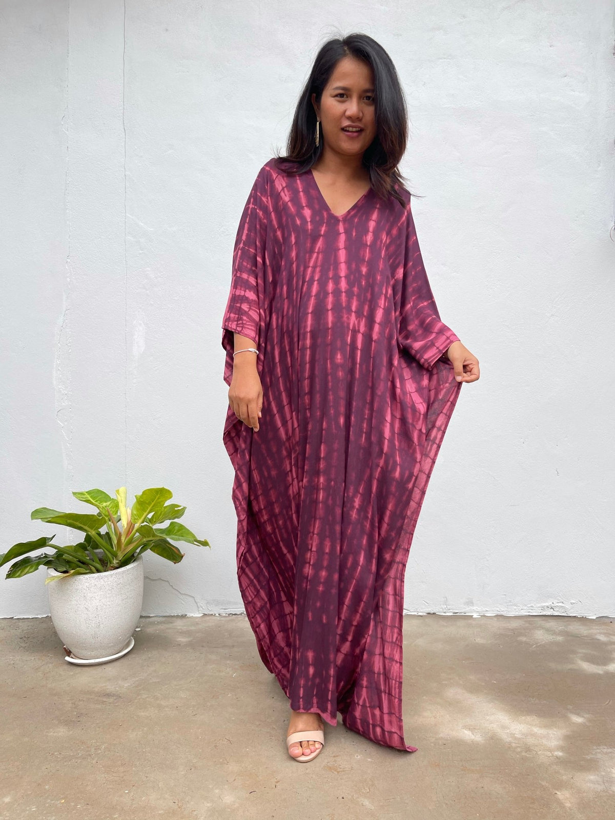 MALA handworks Mala Kaftan in Eggplant Purple and Pink Tie Dye