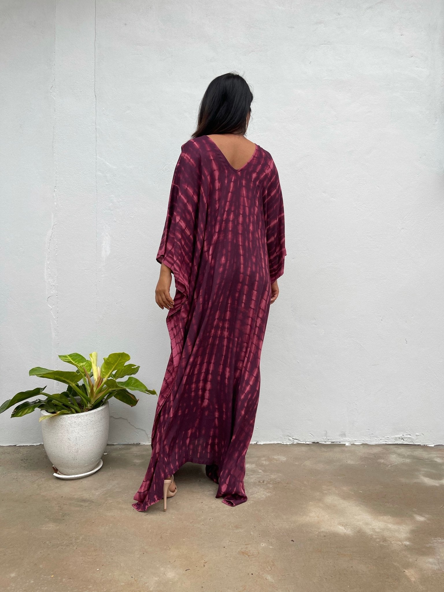 MALA handworks Mala Kaftan in Eggplant Purple and Pink Tie Dye